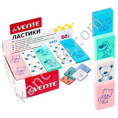 Ластик "deVente" Zoo 32*23*7мм прямоугольный 50шт/уп